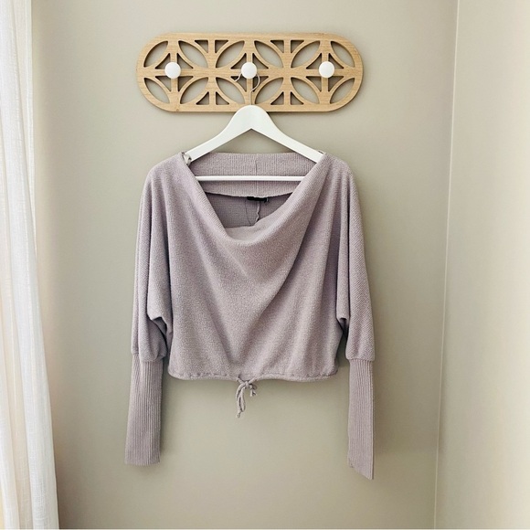 Urban Outfitters Off-the-Shoulder Crop Sweater Dusty Purple Sz Small - Picture 2 of 11